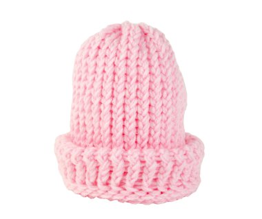 Pembe örgü çorap şapka izole