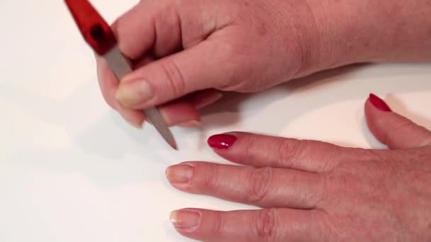 Procedimiento de manicura en el salón — Vídeo de stock