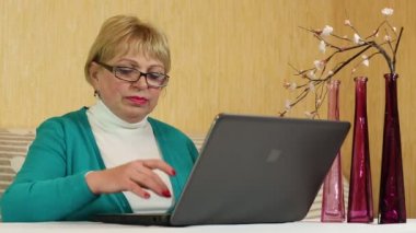 Kadın dizüstü bilgisayar ile Skype üzerinden iletişim kurar.