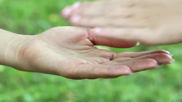 Mãos femininas e crianças — Vídeo de Stock