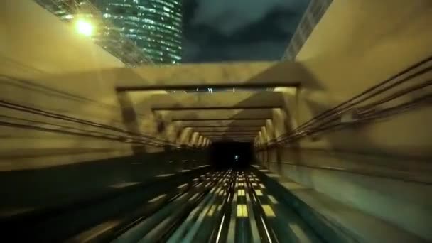 Train drives in  tunnel — Stock Video