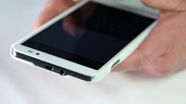 Woman hands with white smartphone — Stock Video