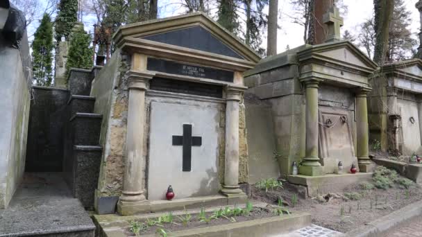 Oude graven op de Lychakiv begraafplaats in Lviv, Oekraïne — Stockvideo