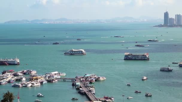 Pattaya miasto port i Zatokę Tajlandzką — Wideo stockowe