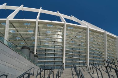KYIV, UKRAINE, 28 Temmuz 2020: Olimpik Ulusal Spor Kompleksi, Kyiv şehrinde Olimpiyat Stadyumu olarak da bilinir.