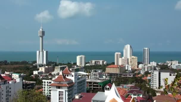 Vue panoramique de la ville de Pattaya et du golfe du Siam, Thaïlande — Video