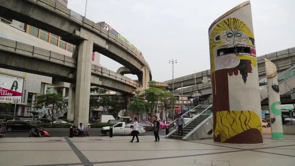 Déplacement de la circulation dans le centre de Bangkok, Thaïlande — Video