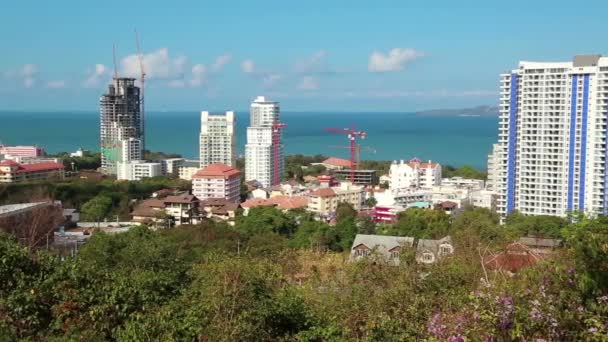 Vista panorámica del paisaje marino en la bahía de Pattaya — Vídeo de stock