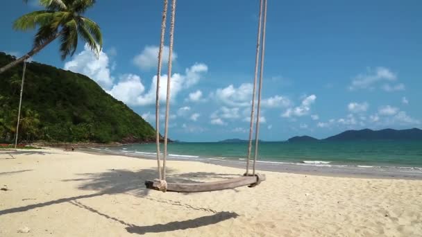 Svinga på stranden på vackra ön — Stockvideo