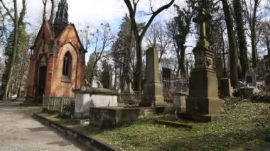 Eski mezarları Lychakiv mezarlığı Lviv üstünde