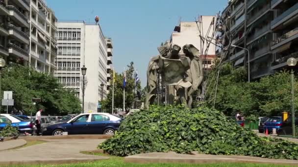 Agias Sofias Square in Thessaloniki, Greece — Stock Video