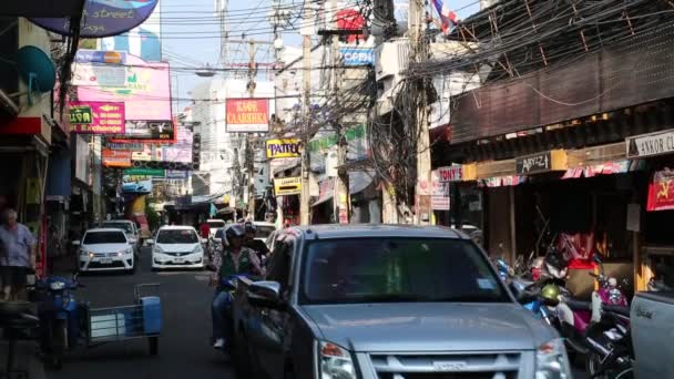 Barrio de luz roja con restaurantes — Vídeos de Stock