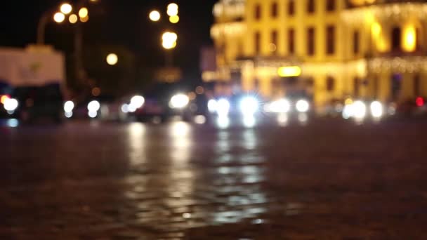 Autos in der Nacht Stadt — Stockvideo