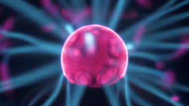 İçinde soy gaz bulunan plazma küresi ve iç küreden dış küreye kadar uzanan lifler. Elektromanyetik etkileşimler parlayan liflerden sorumludur. Aynı zamanda iyonlaştırıcı olarak çalışıyor.