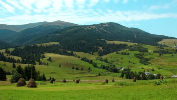 Nubes y hermosos campos verdes — Vídeo de stock