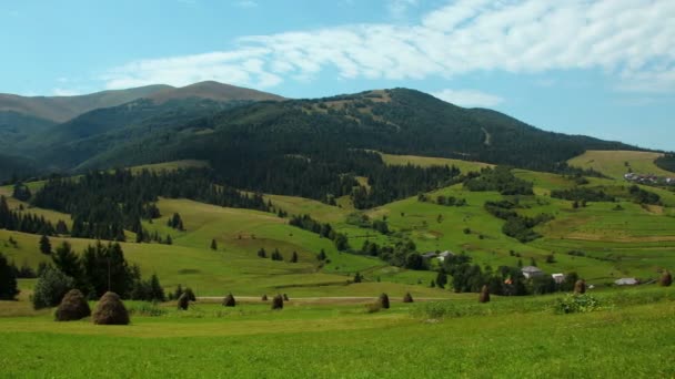 Chmury i piękne zielone pola — Wideo stockowe