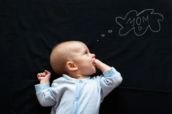 Baby bewborn thinking — Stock Photo, Image