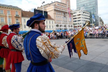 Grup üyeleri halk Storici Sbandieratori Contrade Cori, Cori, İtalya