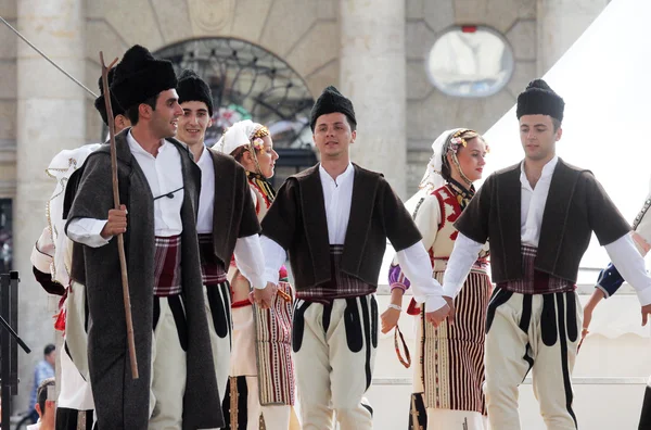 Členové folk skupiny Etnos ze Skopje, Makedonie — Stock fotografie