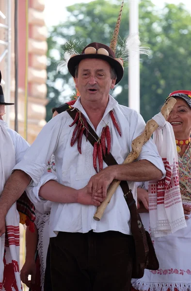 Miembros del grupo folclórico Kolo de Donja Bebrina, Croacia durante el 50º Festival Internacional de Folclore en Zagreb —  Fotos de Stock