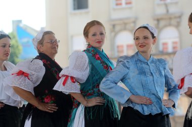 Halk grupları veseli medimurci Hırvatistan Zagreb 48 Uluslararası Folklor Festivali sırasında üyeleri