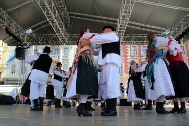 Halk grupları veseli medimurci Hırvatistan Zagreb 48 Uluslararası Folklor Festivali sırasında üyeleri