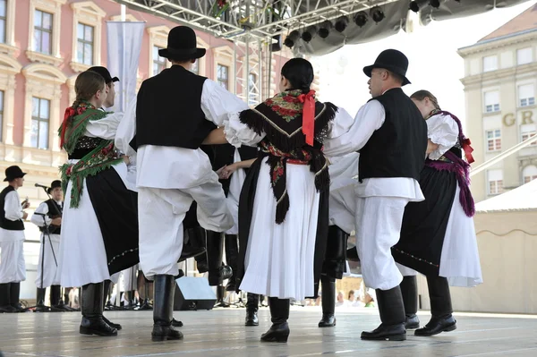 Membri del gruppo folk Seljacka sloga di Donja Dubrava, Croazia durante il 48esimo Festival Internazionale del Folclore a Zagabria — Foto Stock