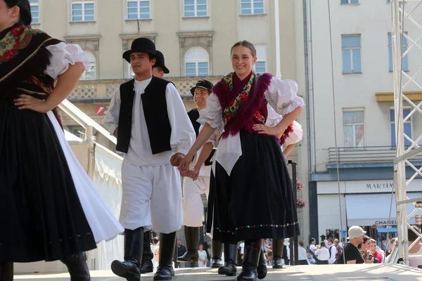 Mitglieder der Folkloregruppe seljacka sloga aus donja dubrava, Kroatien während des 48. Internationalen Folklorefestivals in Zagreb — Stockfoto