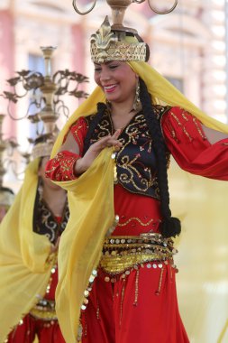 Zagreb 48 Uluslararası Folklor Festivali sırasında Mısır'dan halk grupları Mısır Millî folklor topluluğu üyeleri