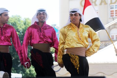 Zagreb 48 Uluslararası Folklor Festivali sırasında Mısır'dan halk grupları Mısır Millî folklor topluluğu üyeleri