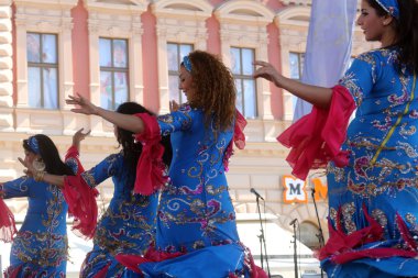 Zagreb 48 Uluslararası Folklor Festivali sırasında Mısır'dan halk grupları Mısır Millî folklor topluluğu üyeleri