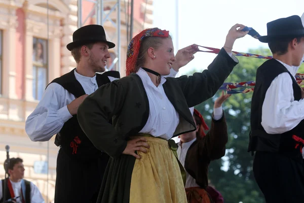 Członkowie grupy folk casamazzagno, gruppo folkloru i legare z Włoch podczas 48 Festiwal Folklorystyczny w Zagrzebiu — Zdjęcie stockowe