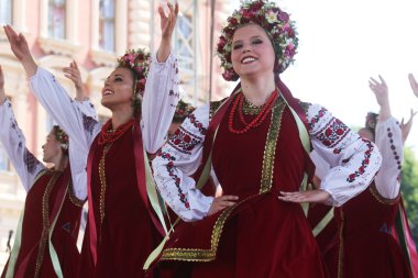 selkirk, manitoba, Kanada Ukrayna dance ensemble troyanda Zagreb 48 Uluslararası Folklor Festivali sırasında halk grubu