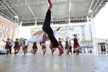 selkirk, manitoba, Kanada Ukrayna dance ensemble troyanda Zagreb 48 Uluslararası Folklor Festivali sırasında grup üyeleri halk