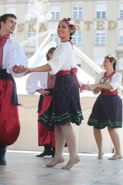 Folkové skupiny selkirk, manitoba, ukrajinský taneční soubor Trojanda z Kanady během 48 Mezinárodní folklórní festival v Záhřebu — Stock fotografie
