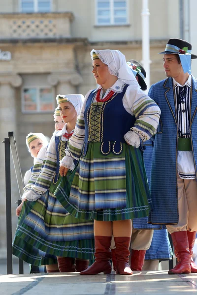 Folkmusik grupp selkirk, manitoba, ukrainska dance ensemble troyanda från Kanada under 48 internationell folklore festival i zagreb — Stockfoto