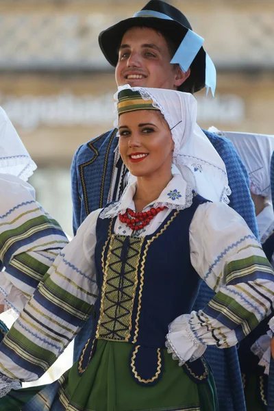 Folkmusik grupp selkirk, manitoba, ukrainska dance ensemble troyanda från Kanada under 48 internationell folklore festival i zagreb — Stockfoto