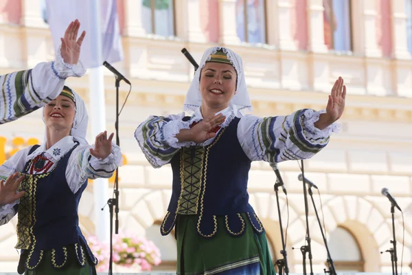 Folkmusik grupp selkirk, manitoba, ukrainska dance ensemble troyanda från Kanada under 48 internationell folklore festival i zagreb — Stockfoto