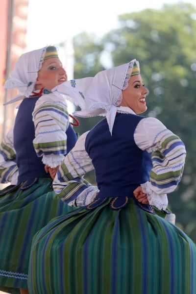 Folkmusik grupp selkirk, manitoba, ukrainska dance ensemble troyanda från Kanada under 48 internationell folklore festival i zagreb — Stockfoto