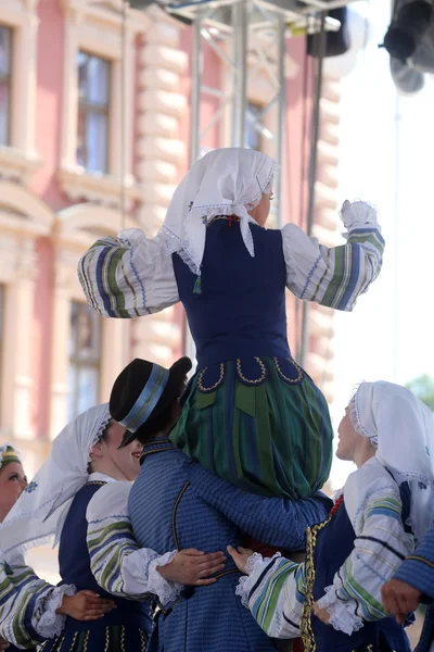 Folkmusik grupp selkirk, manitoba, ukrainska dance ensemble troyanda från Kanada under 48 internationell folklore festival i zagreb — Stockfoto