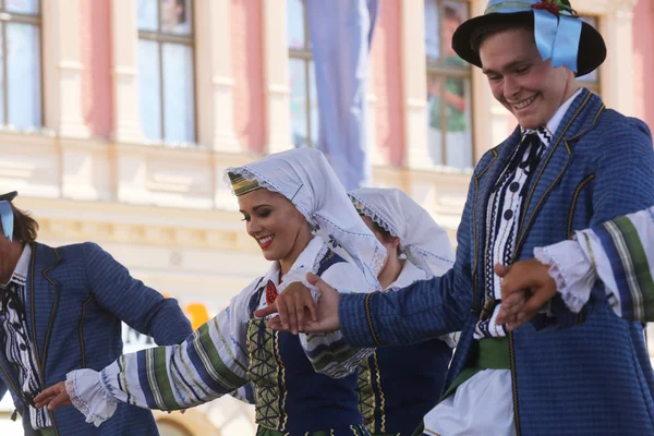 Folkmusik grupp selkirk, manitoba, ukrainska dance ensemble troyanda från Kanada under 48 internationell folklore festival i zagreb — Stockfoto