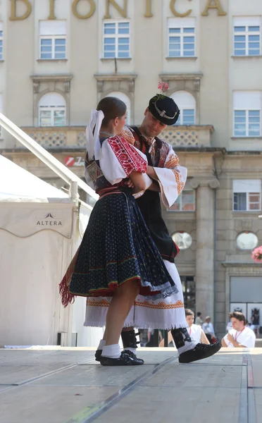 Folkmusik grupp selkirk, manitoba, ukrainska dance ensemble troyanda från Kanada under 48 internationell folklore festival i zagreb — Stockfoto