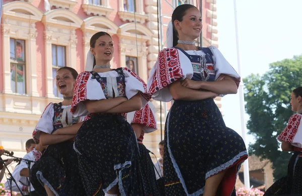 Народная группа "Селкирк", Манитоба, Украинский танцевальный ансамбль "Троянда" из Канады во время 48-го Международного фольклорного фестиваля в Загребе — стоковое фото