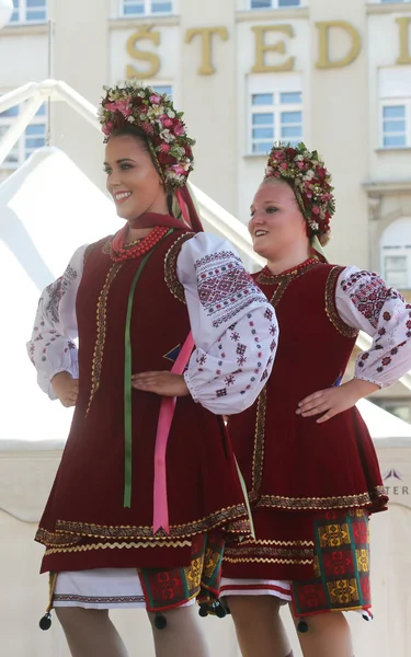 Népi csoport selkirk, manitoba, ukrán tánc együttes troyanda Kanadából alatt Zágráb 48 nemzetközi folklór fesztivál — Stock Fotó