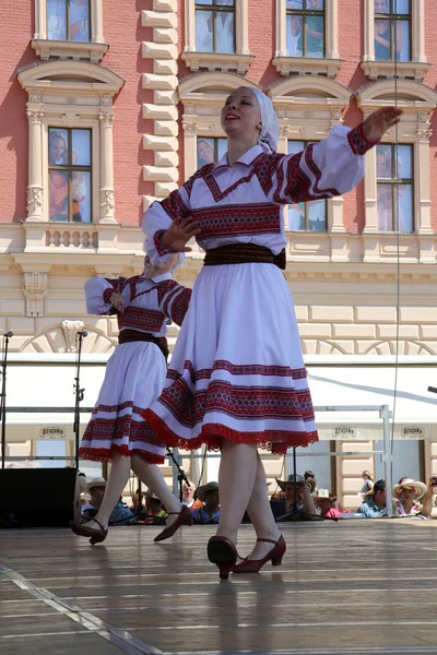 Leden van folk groep selkirk, manitoba, Oekraïense dans ensemble troyanda uit canada tijdens de 48ste internationale folklore festival in zagreb — Stockfoto