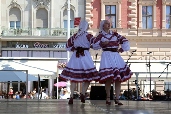 Miembros del grupo folclórico Selkirk, Manitoba, Ukrainian Dance Ensemble Troyanda de Canadá durante el 48º Festival Internacional de Folclore en Zagreb —  Fotos de Stock