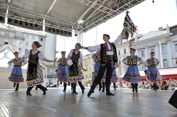 Membros do grupo popular Edmonton (Alberta), dançarinos ucranianos Viter do Canadá durante o 48th Festival Internacional de Folclore em Zagreb — Fotografia de Stock