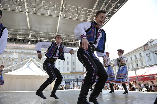 Membres du groupe folklorique Edmonton (Alberta), danseurs ukrainiens Viter du Canada lors du 48e Festival international du folklore à Zagreb — Photo