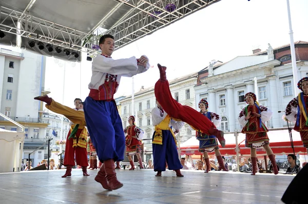 Nép, tagok csoport edmonton (alberta), ukrán táncosok viter Kanadából alatt Zágráb 48 nemzetközi folklór fesztivál — Stock Fotó