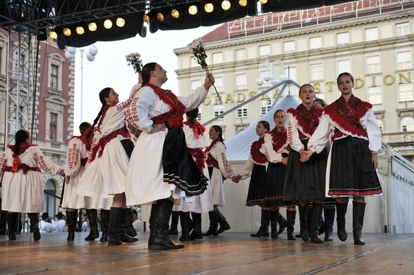 Membres du groupe folklorique Mississauga, Ontario, groupe folklorique croate Sljeme du Canada lors du 48e Festival international du folklore à Zagreb — Photo